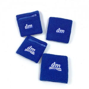 AC-0062 Promotional Cotton terry cloth sport wrist sweatband with zip pocket