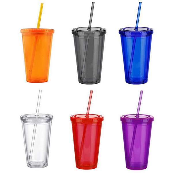 Branded clear plastic cups with straw (2)