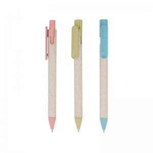 OS-0470 wheat straw and ABS click action pens with logo