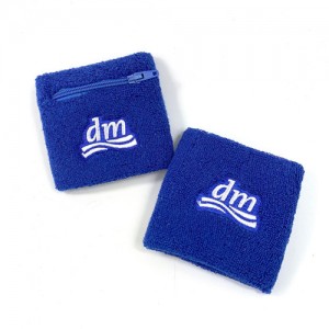 AC-0062 Promotional Cotton terry cloth sport wrist sweatband with zip pocket